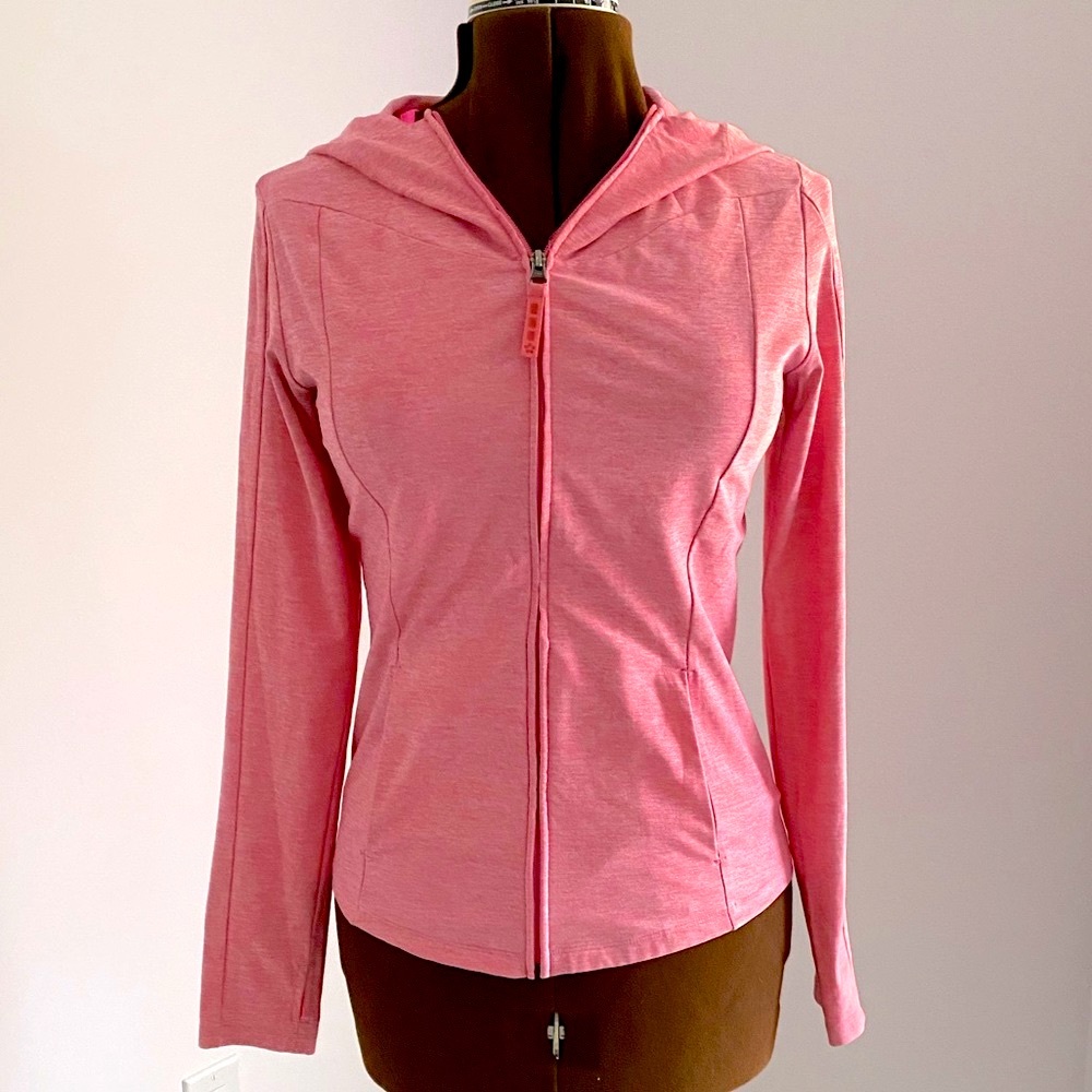 🌸TUFF ATHLETICS🌸 peachy pink zip up hoodie in large. Like new.